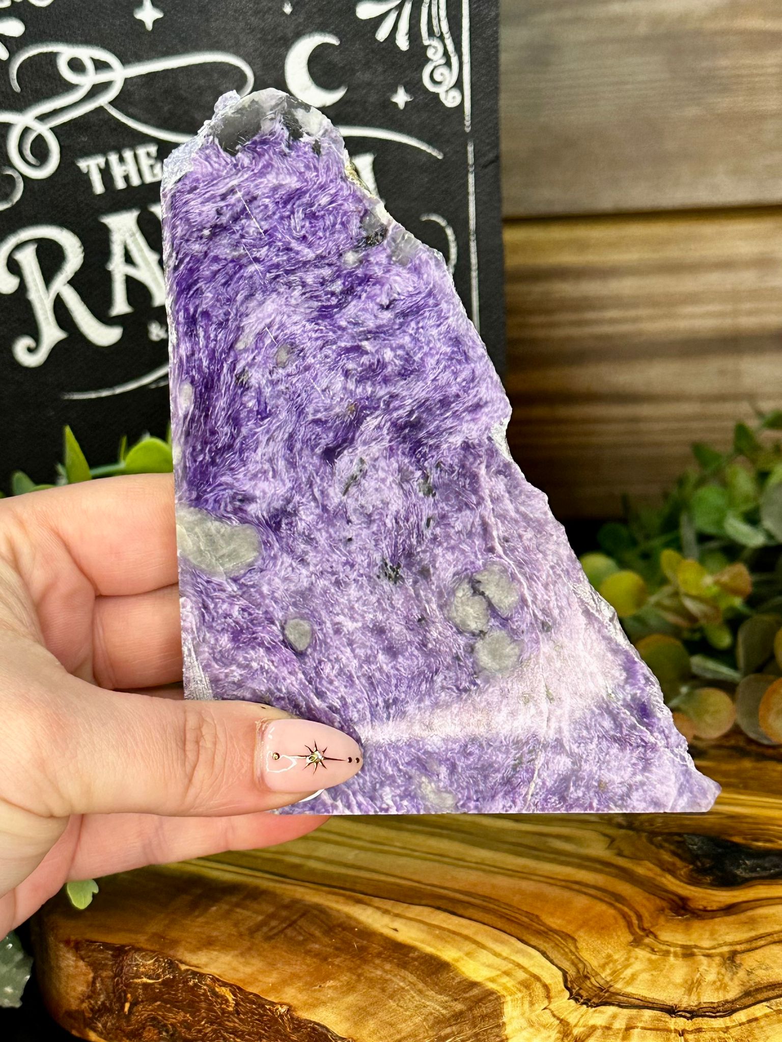 Large Charoite Slab with Black Tourmaline & Mica