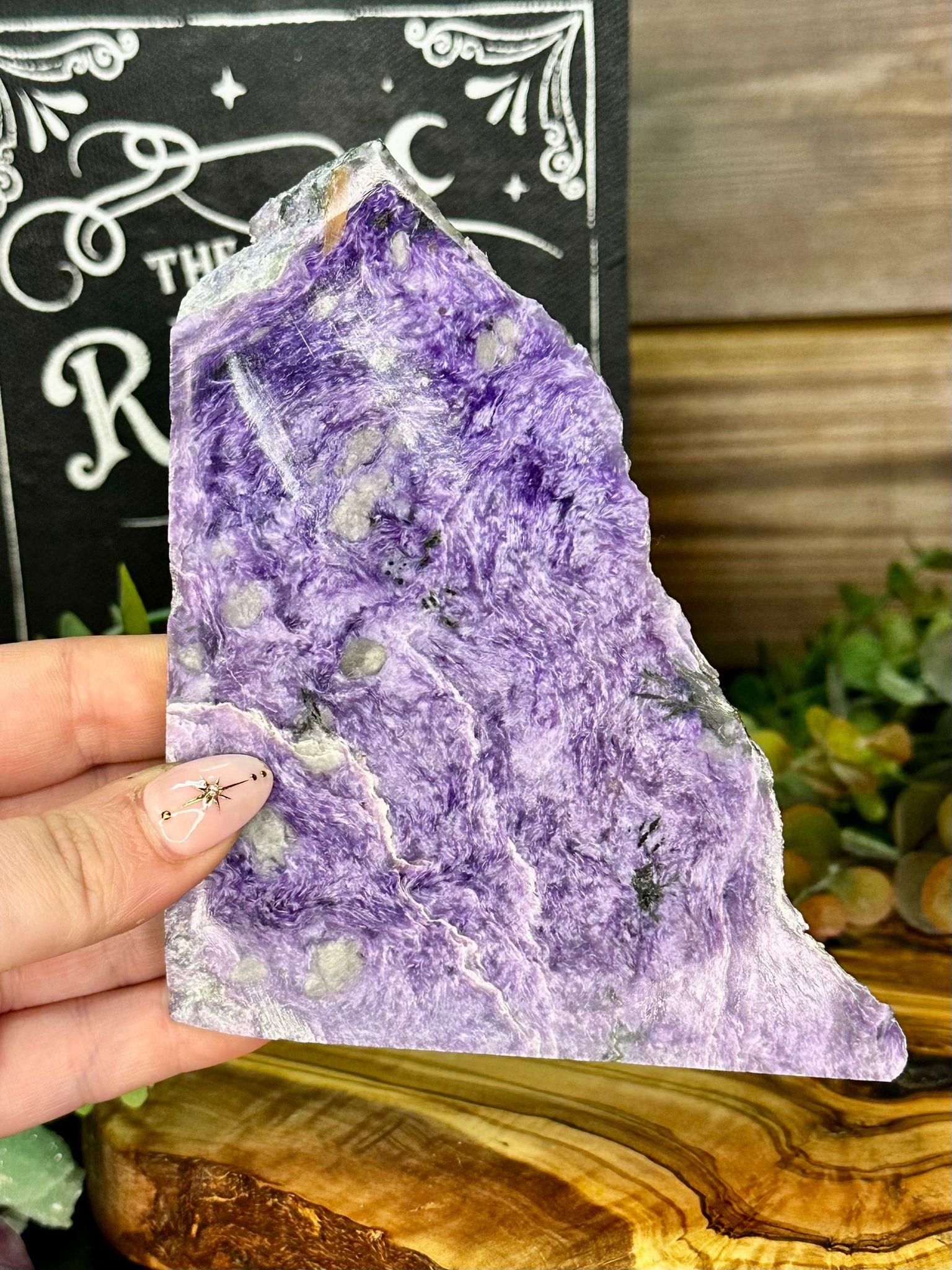 Large Charoite Slab with Black Tourmaline & Mica Inclusions #2