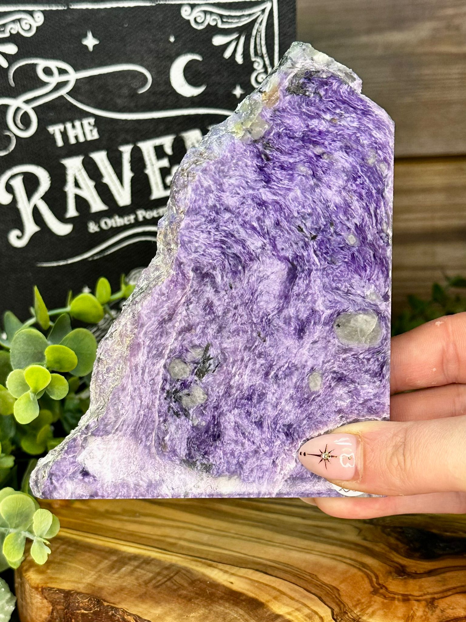 Large Charoite Slab with Black Tourmaline & Mica Inclusions #2