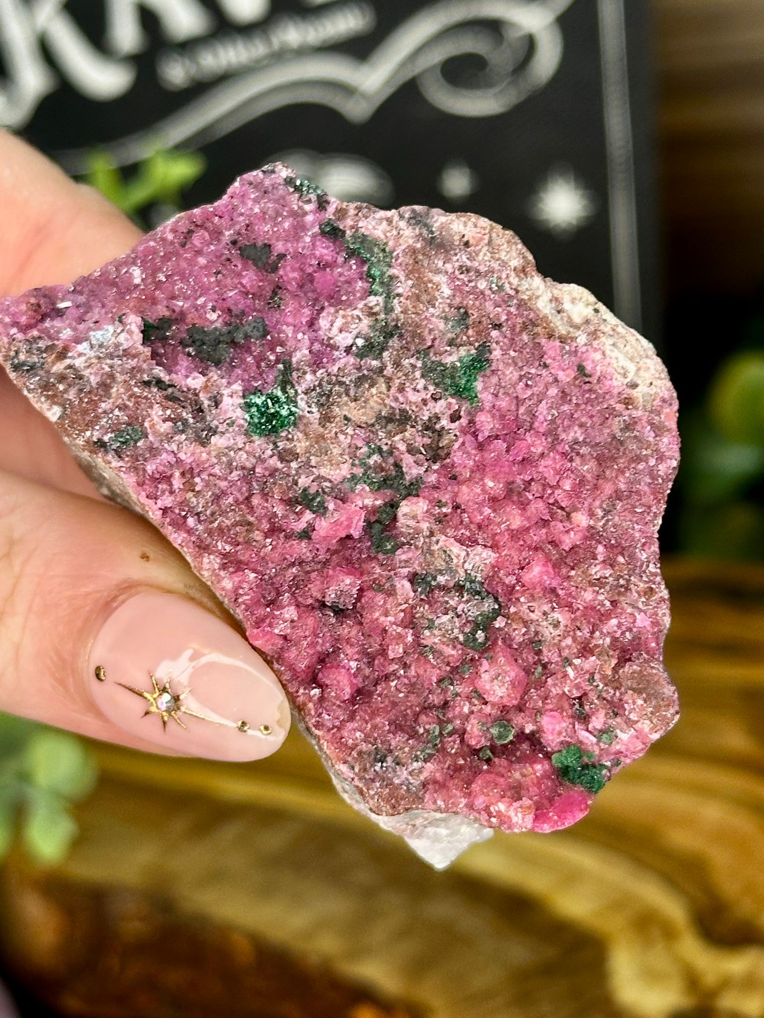 Cobalt Calcite with Malachite
