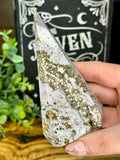 Orbicular Ocean Jasper Point with Druzy