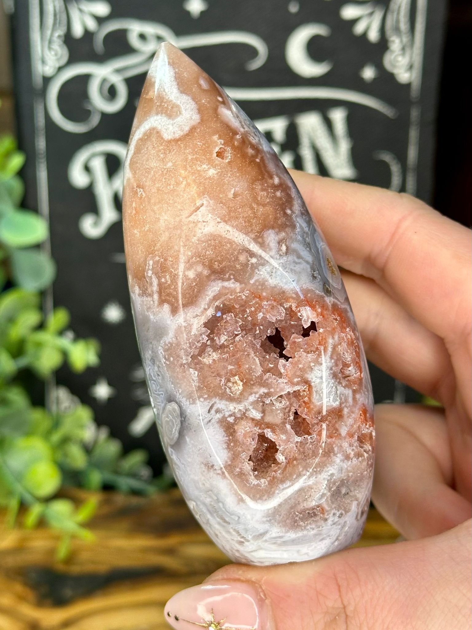 Pink Amethyst Druzy Puffy Teardrop