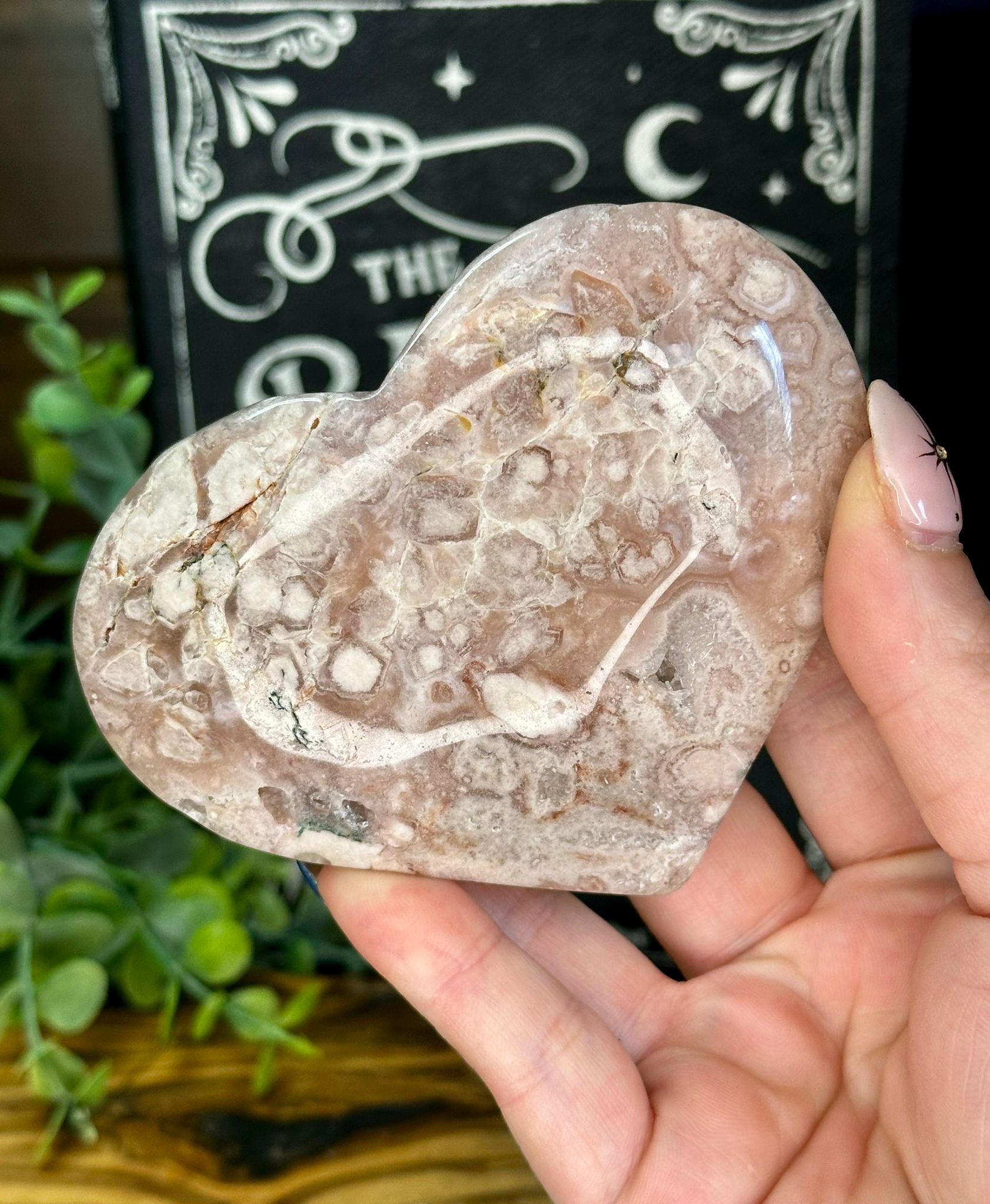 Pink Amethyst & Flower Agate Druzy Heart