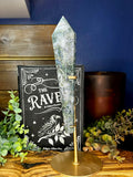 Large Moss Agate Druzy Wand on Stand