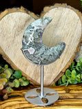 Moss Agate Crescent Moon with Stand - Choose Your Own
