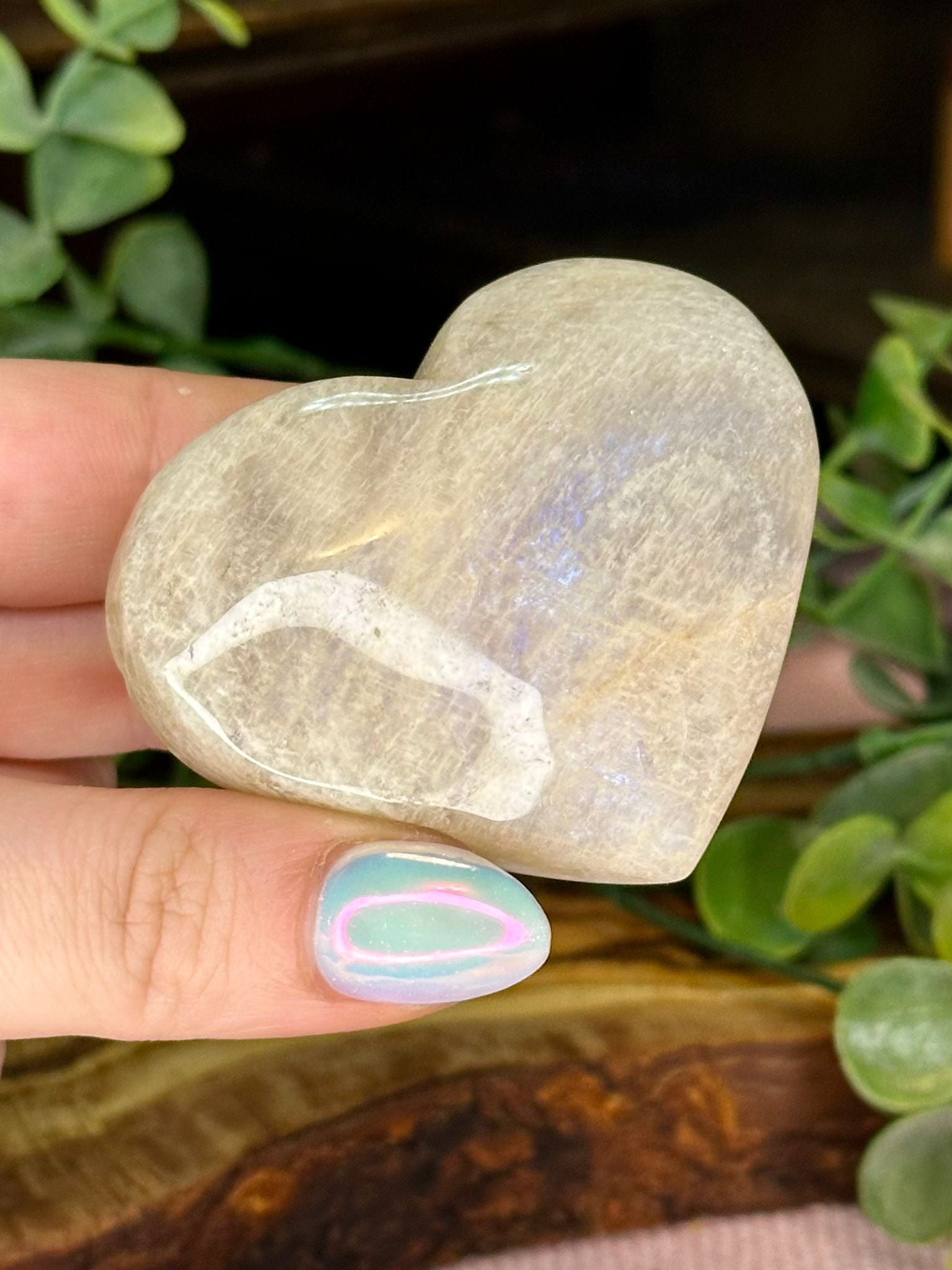 Peach Moonstone Heart
