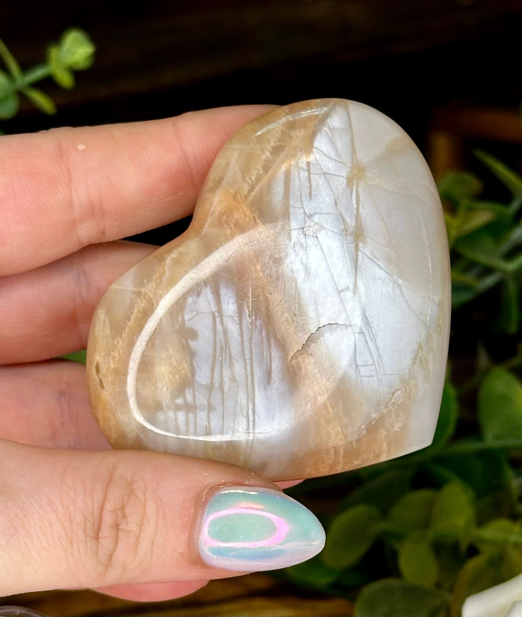 Peach Moonstone Heart