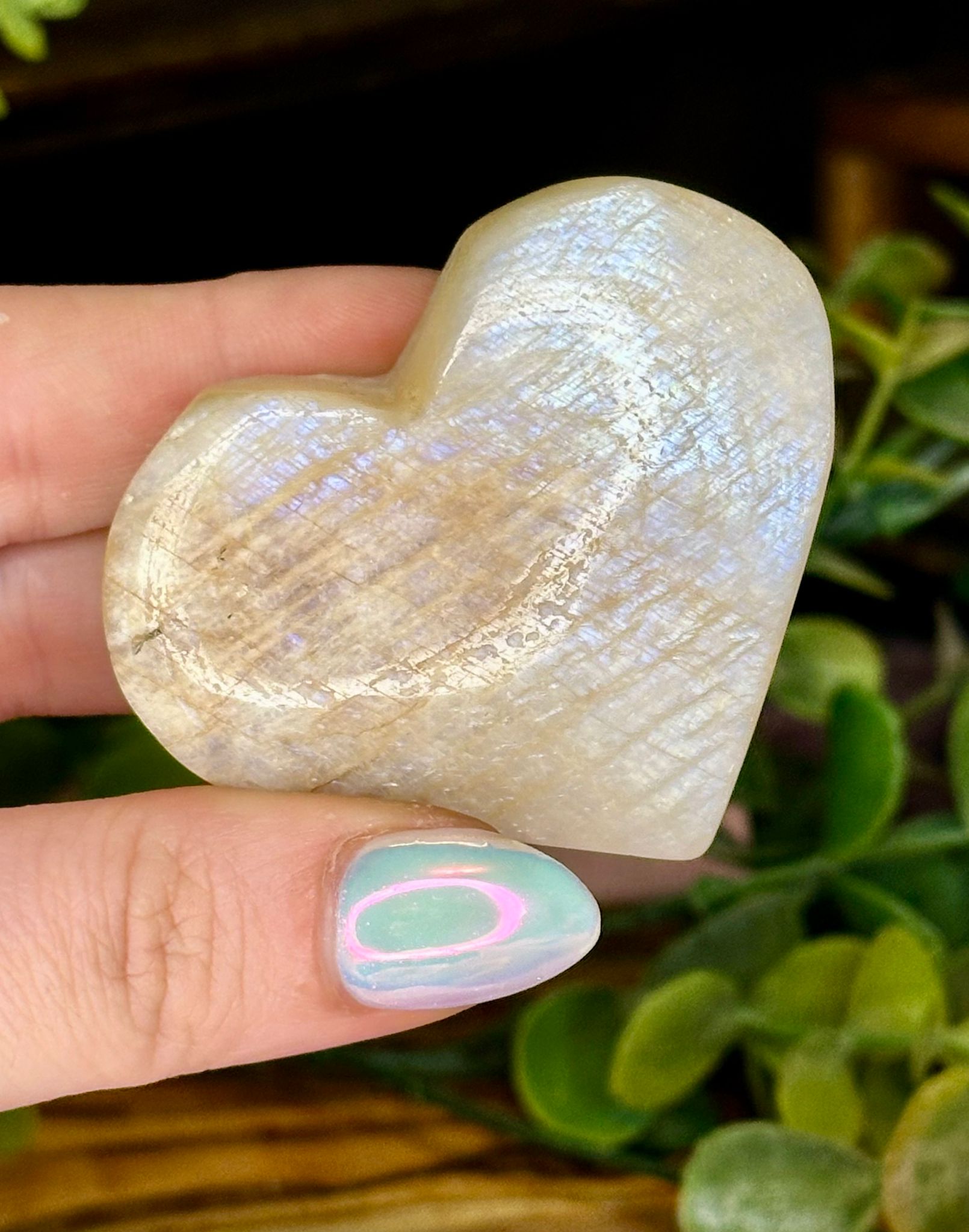 Peach Moonstone Heart