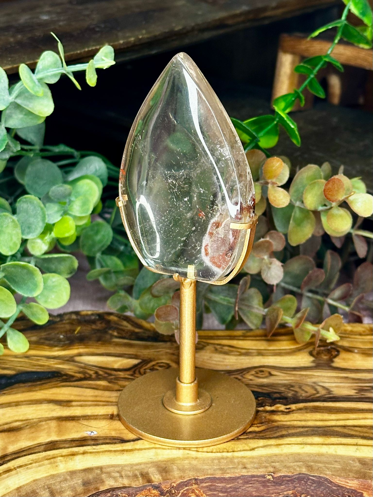 Clear Quartz Teardrop with Garden Quartz Inclusions - Choose Your Crystal