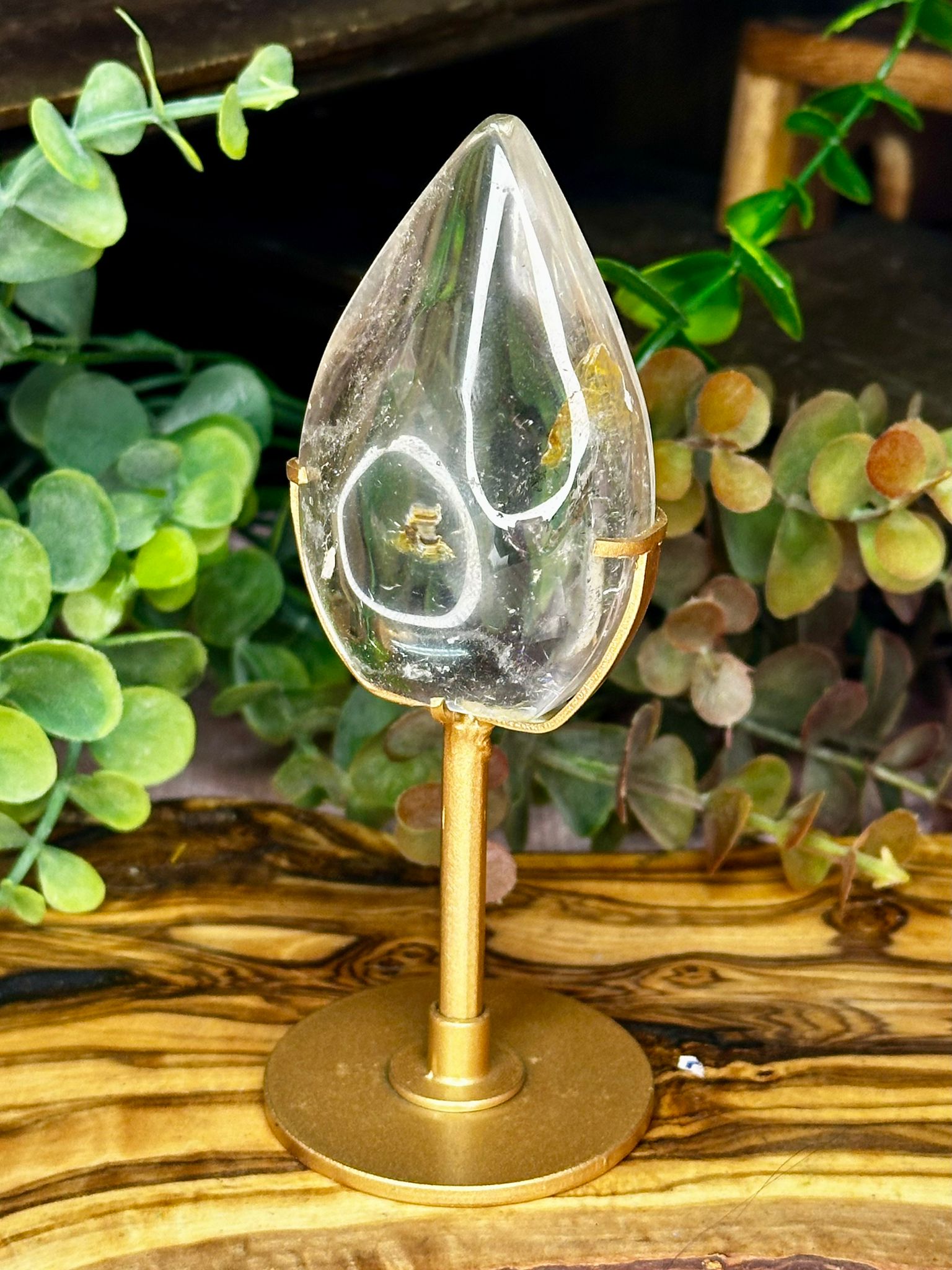 Clear Quartz Teardrop with Garden Quartz Inclusions - Choose Your Crystal