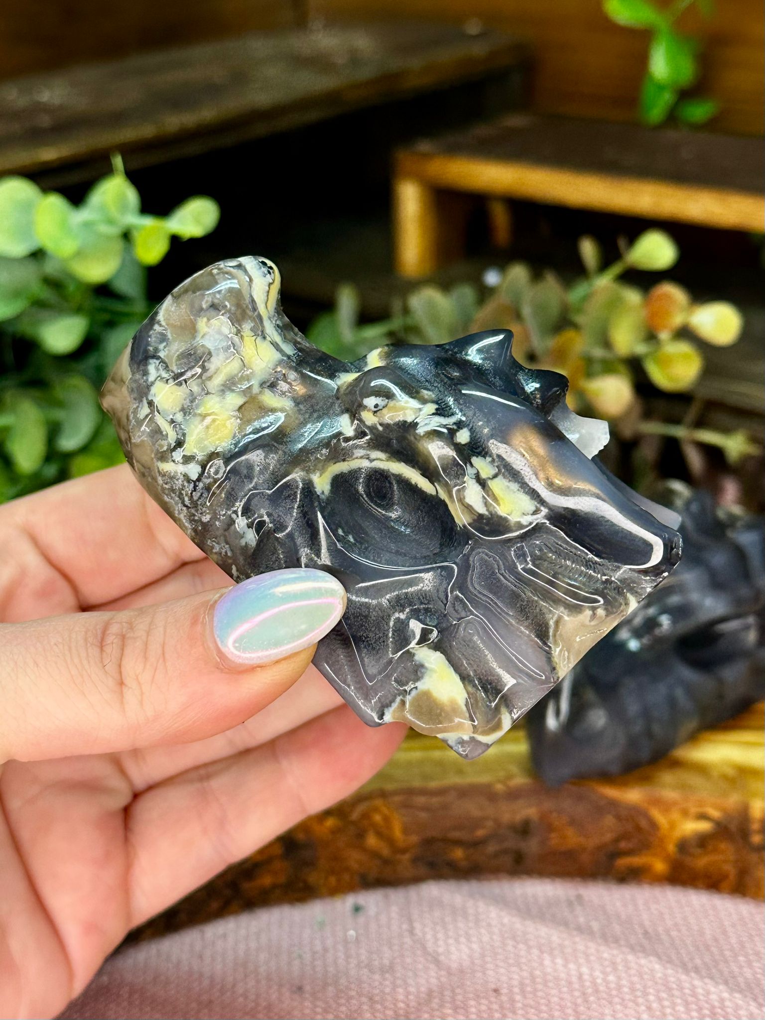 Volcano Agate Dragon Carvings – UV Reactive - Choose Your Crystal