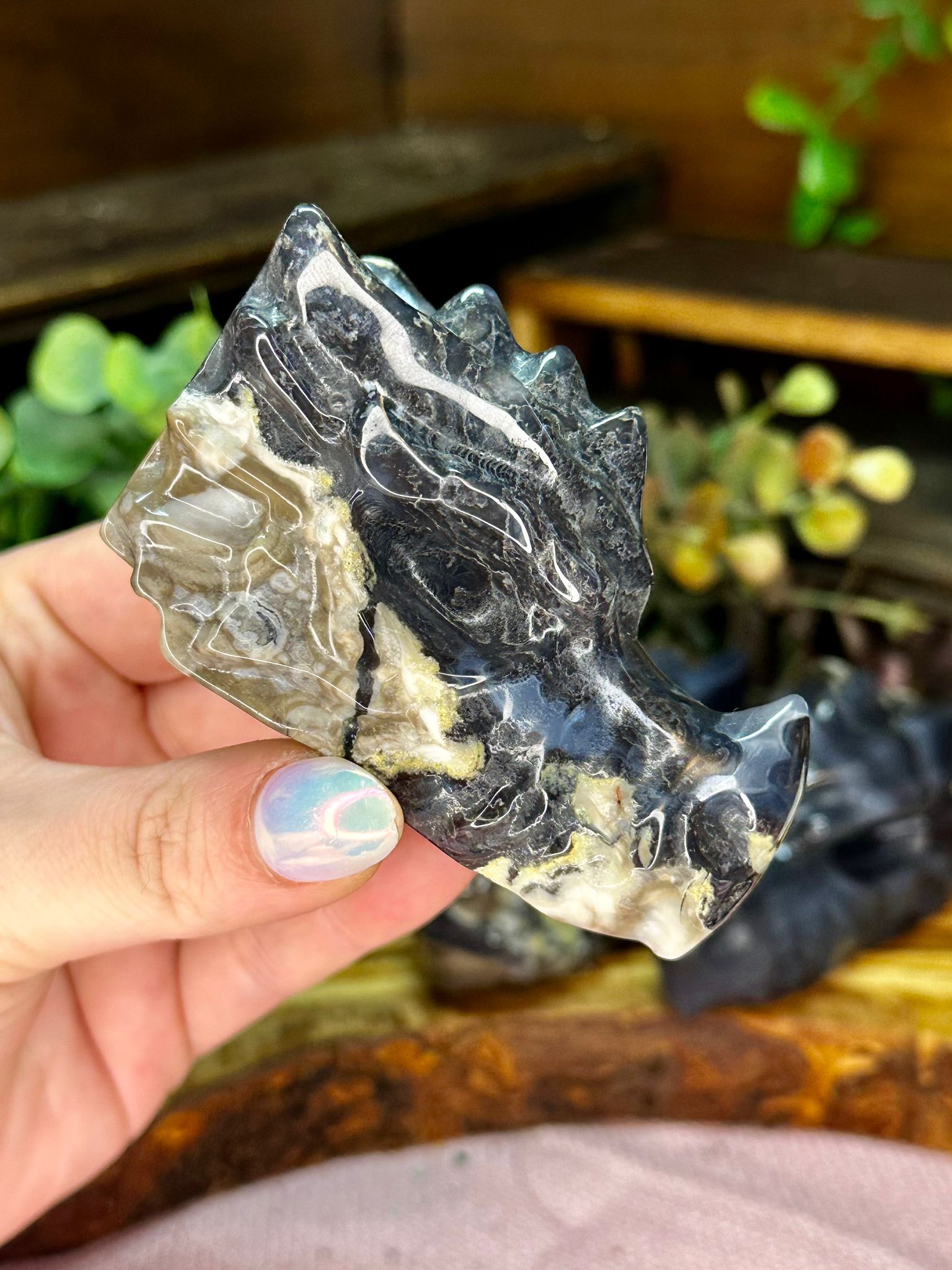 Volcano Agate Dragon Carvings – UV Reactive - Choose Your Crystal