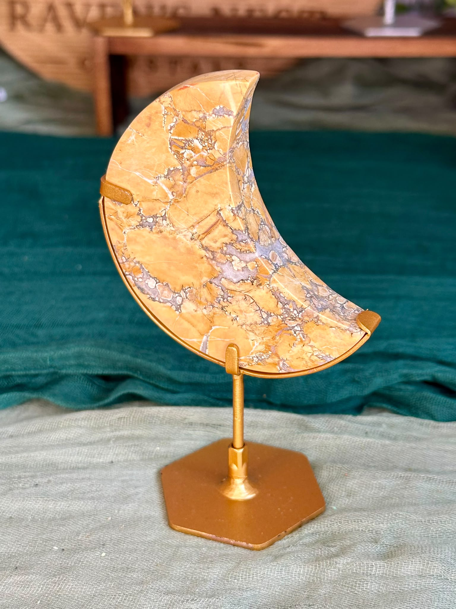 Yellow Maligano Jasper Crescent Moons (Choose Your Own)
