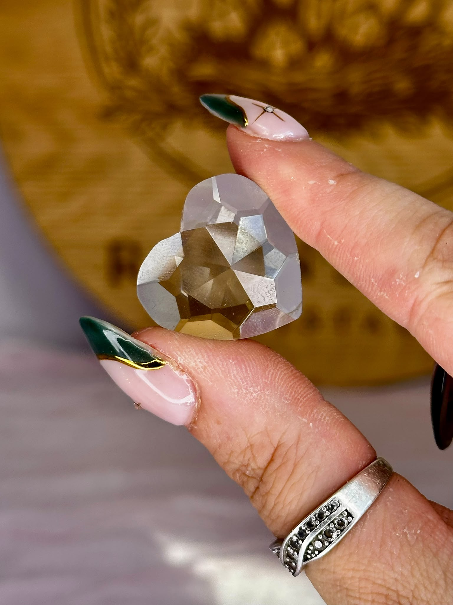 Natural Citrine Faceted Heart