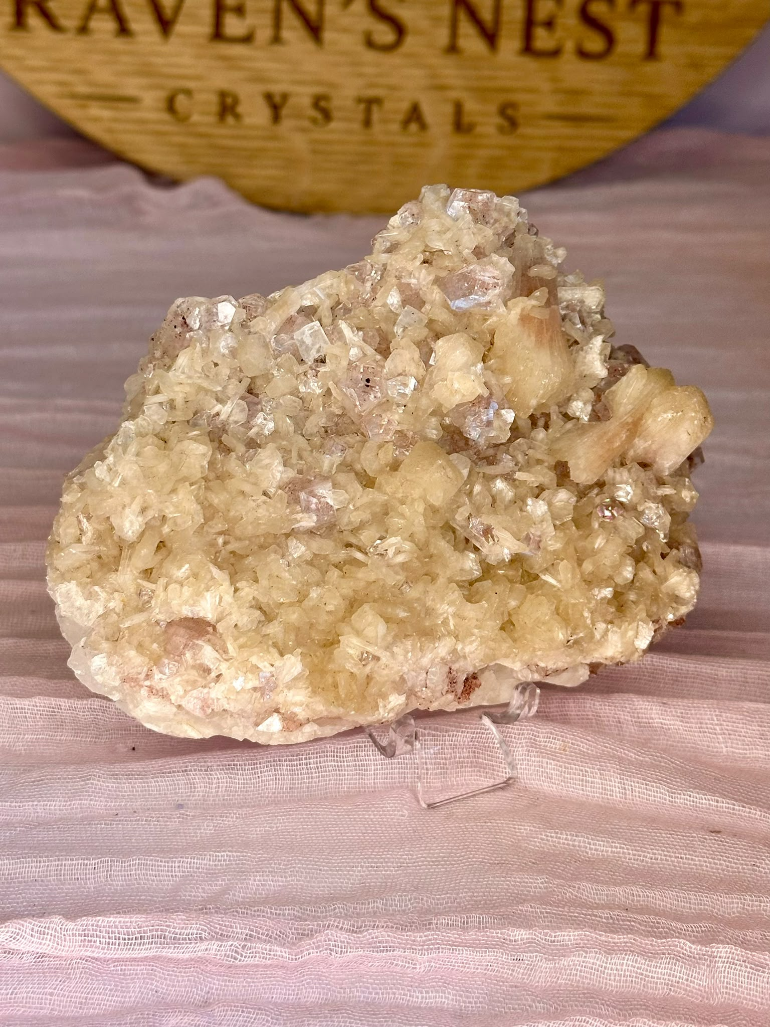 Pink Apophyllite on Stilbite