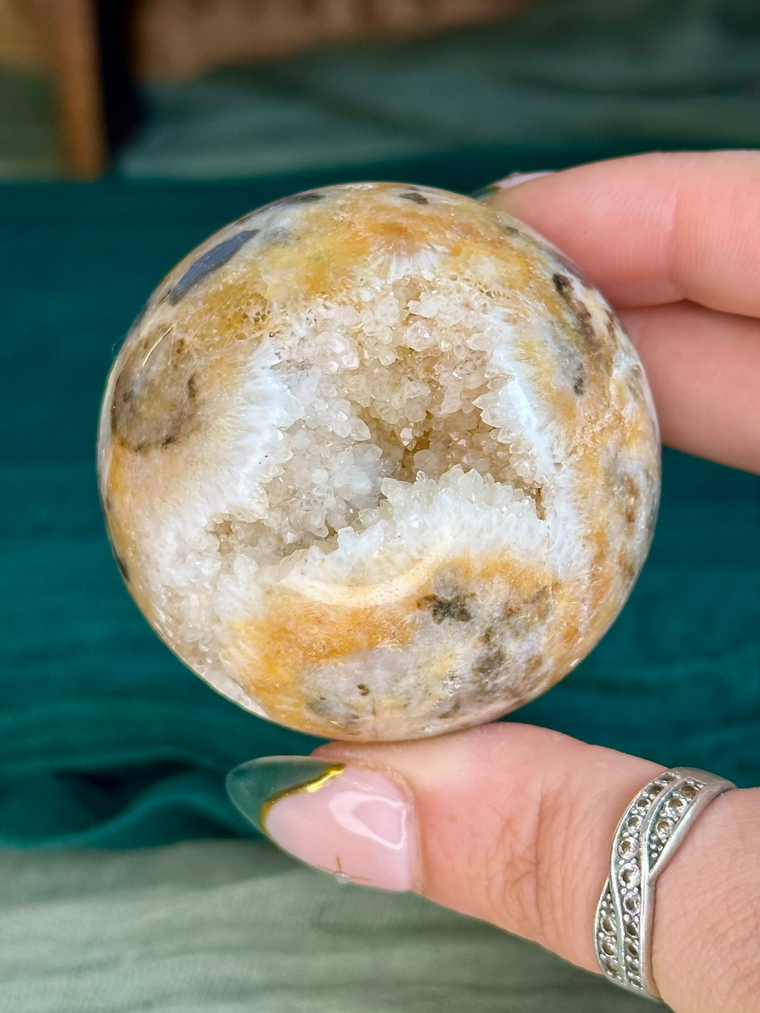 Yellow Crazy Lace Druzy Agate Sphere #2