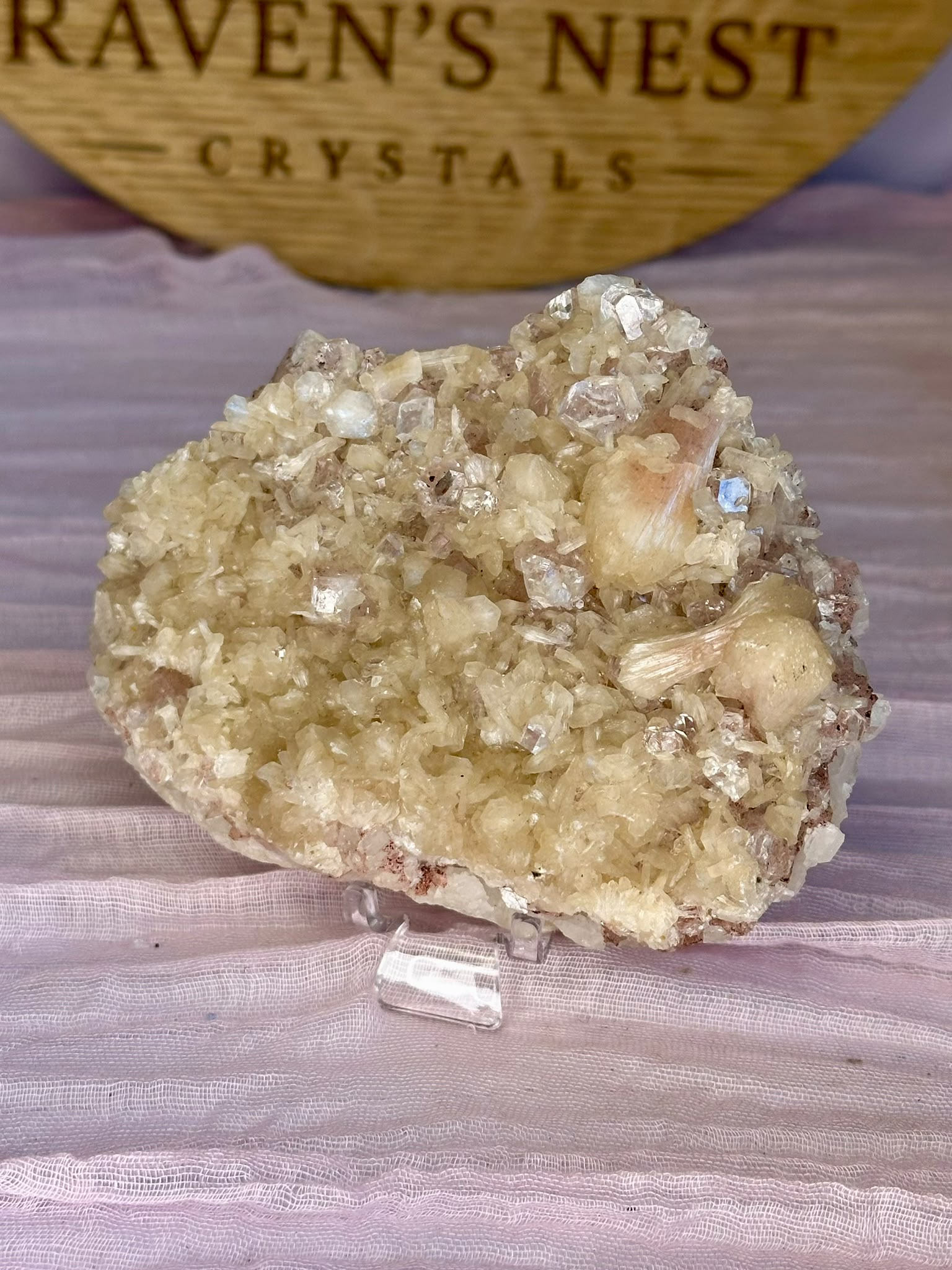Pink Apophyllite on Stilbite