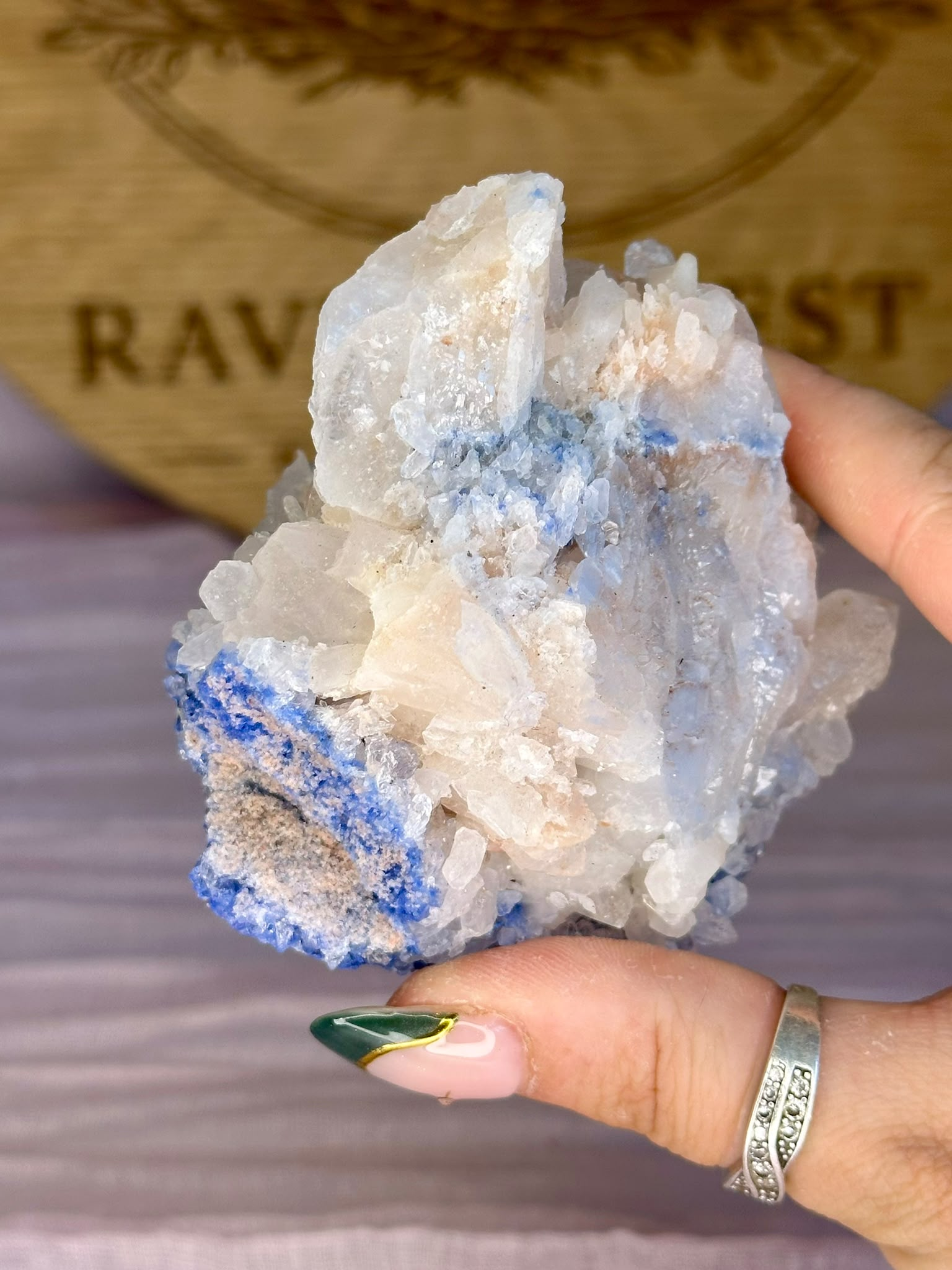 Dumortierite on Pink Lithium Quartz #2