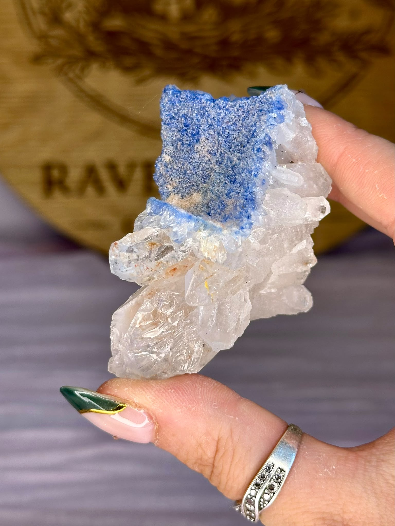 Dumortierite on Pink Lithium Quartz