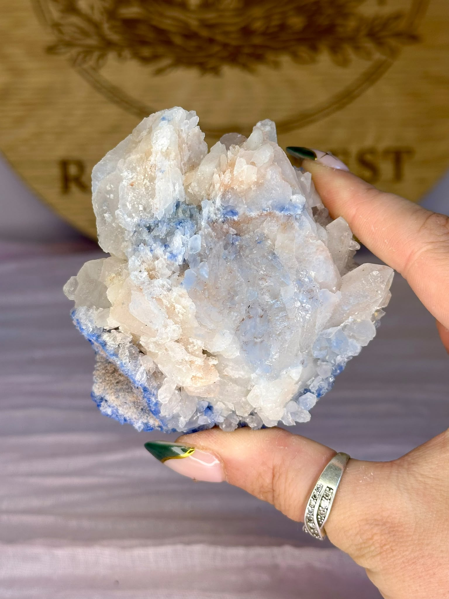 Dumortierite on Pink Lithium Quartz #2