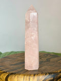 Large Brazilian Rose Quartz tower 415g with soft pink colour and polished point