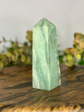 Seafoam green Tremolite tower with soft natural mineral patterning